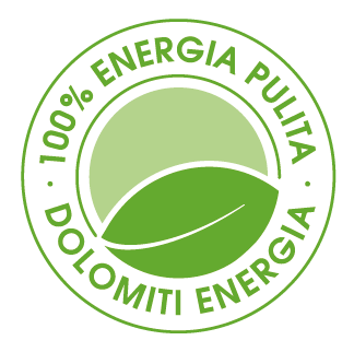Badge certificazione 100% Energia Pulita Dolomiti Energia utilizzato nello studio del Dott. Loris Sinigoi Nutrizionista a Pergine Valsugana