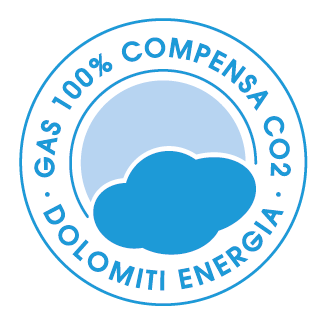 Badge Gas 100% Compensato CO2 Dolomiti Energia per lo studio del Dott. Loris Sinigoi Nutrizionista a Pergine